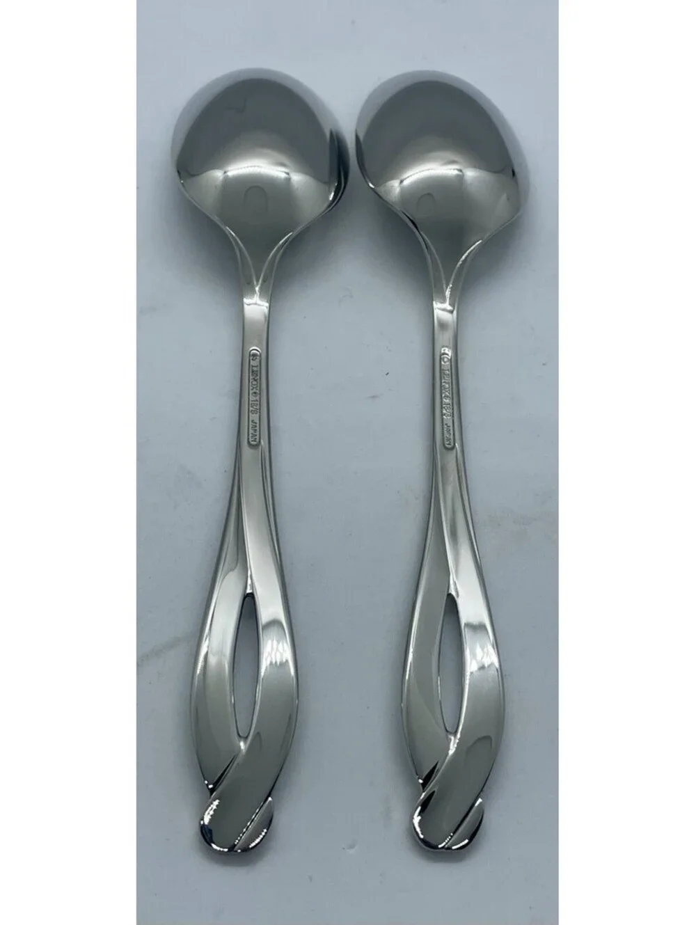 (2) Lenox DEBUT 18/8 Stainless Japan Kirk Stieff Collection Place Spoon Lot ~7”